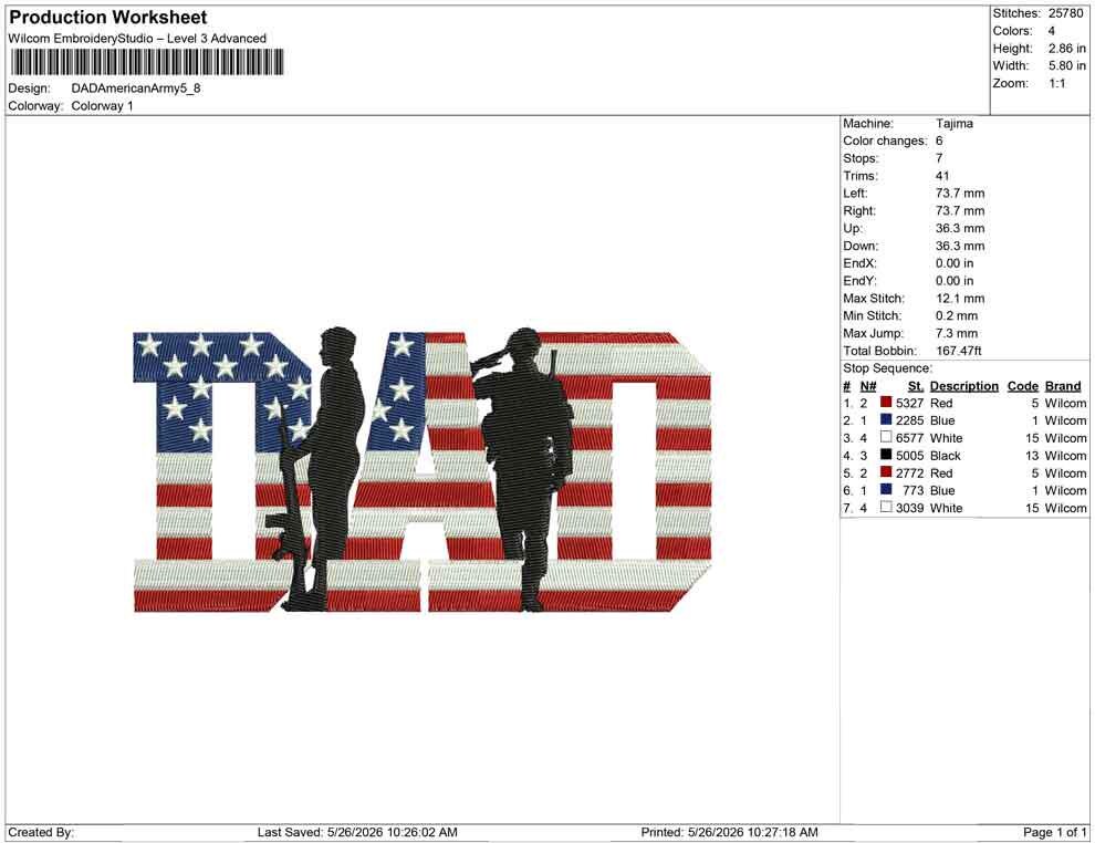 Father's Day Embroidery Designs: American Army Dad Machine Embroidery File For Patriotic Dad (Digital Download) PES DST JEF+