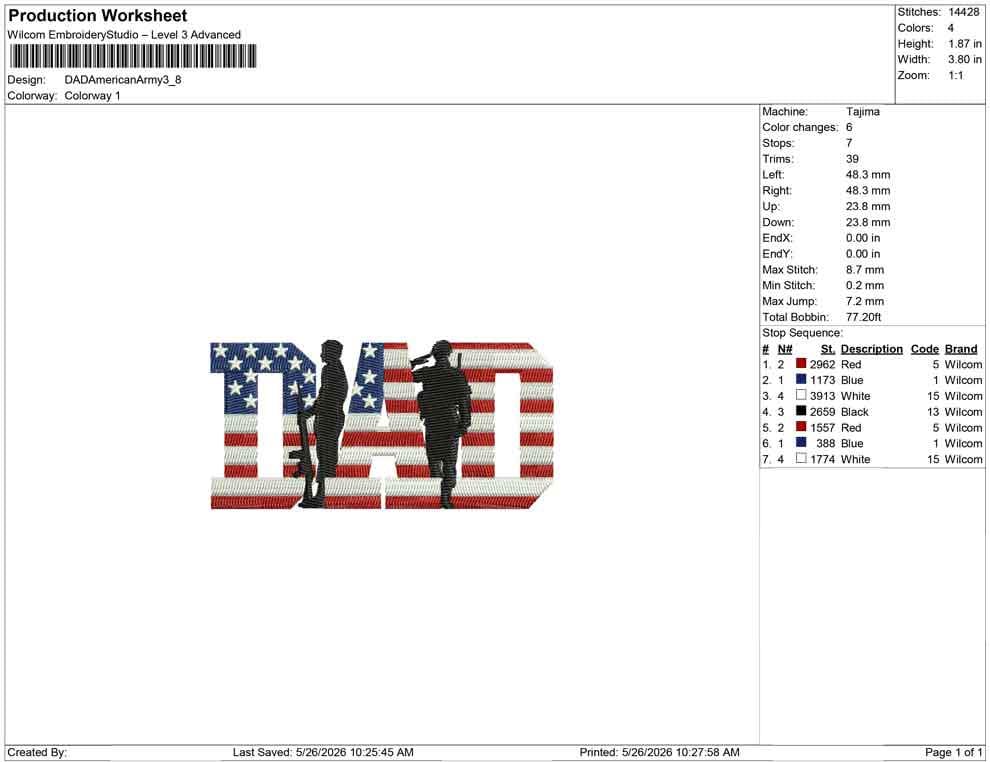 Father's Day Embroidery Designs: American Army Dad Machine Embroidery File For Patriotic Dad (Digital Download) PES DST JEF+