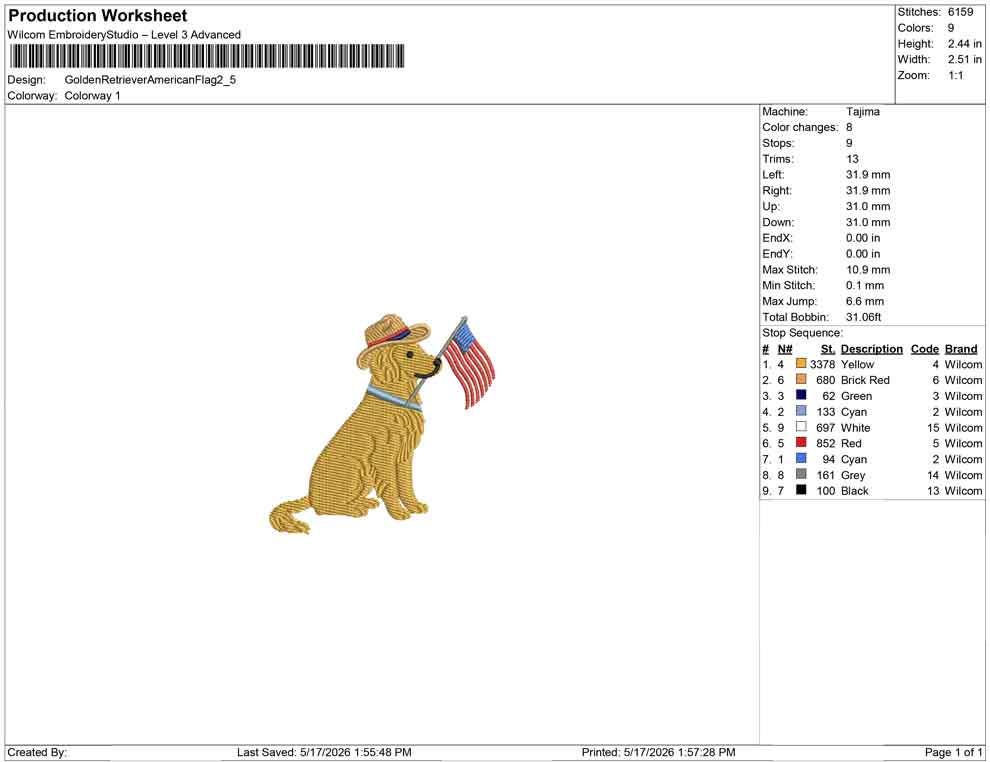 Golden Retriever Embroidery Designs: Patriot Dog Embroidery File Cute Puppy Flag Embroidery Machine File 4th of July File (Digital Download)