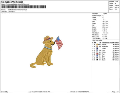 Golden Retriever Embroidery Designs: Patriot Dog Embroidery File Cute Puppy Flag Embroidery Machine File 4th of July File (Digital Download)