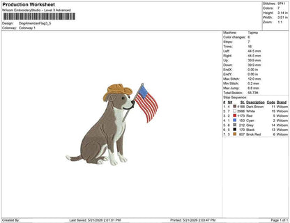 American Pit Bull Terrier Embroidery Designs: Patriot Dog Embroidery File Cute Puppy Flag Embroidery Machine File 4th of July (PES DST JEF+)
