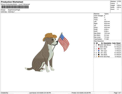American Pit Bull Terrier Embroidery Designs: Patriot Dog Embroidery File Cute Puppy Flag Embroidery Machine File 4th of July (PES DST JEF+)