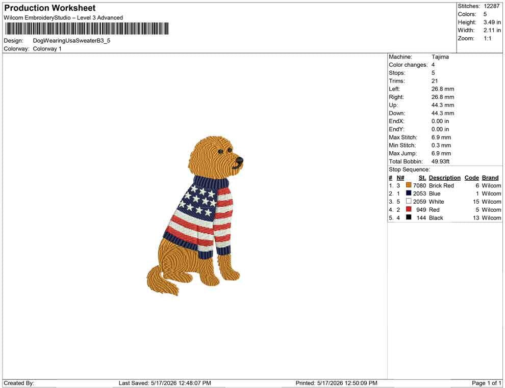 Patriotic Goldendoodle Embroidery Designs: Sweater Dog Machine Embroidery File 4th of July Puppy Embroidery File (DST, PES, JEF+) Digital