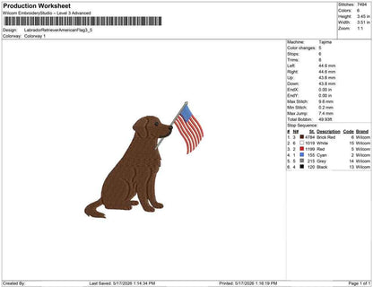 Labrador Retriever Embroidery Designs: Patriot Dog Embroidery File Cute Puppy Flag Embroidery Machine File 4th of July (Digital Download)