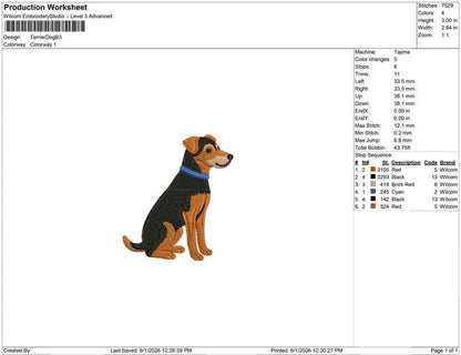 Patterdale Terrier Embroidery Designs: Dog Lover Embroidery File Patterdale Terrier Collar Embroidery File (PES JEF DST+) Instant Download