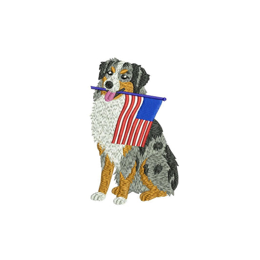 Australian Shepherd Embroidery Designs: Patriot Dog Embroidery File Cute Puppy Flag Embroidery Machine File 4th of July (Digital Download)
