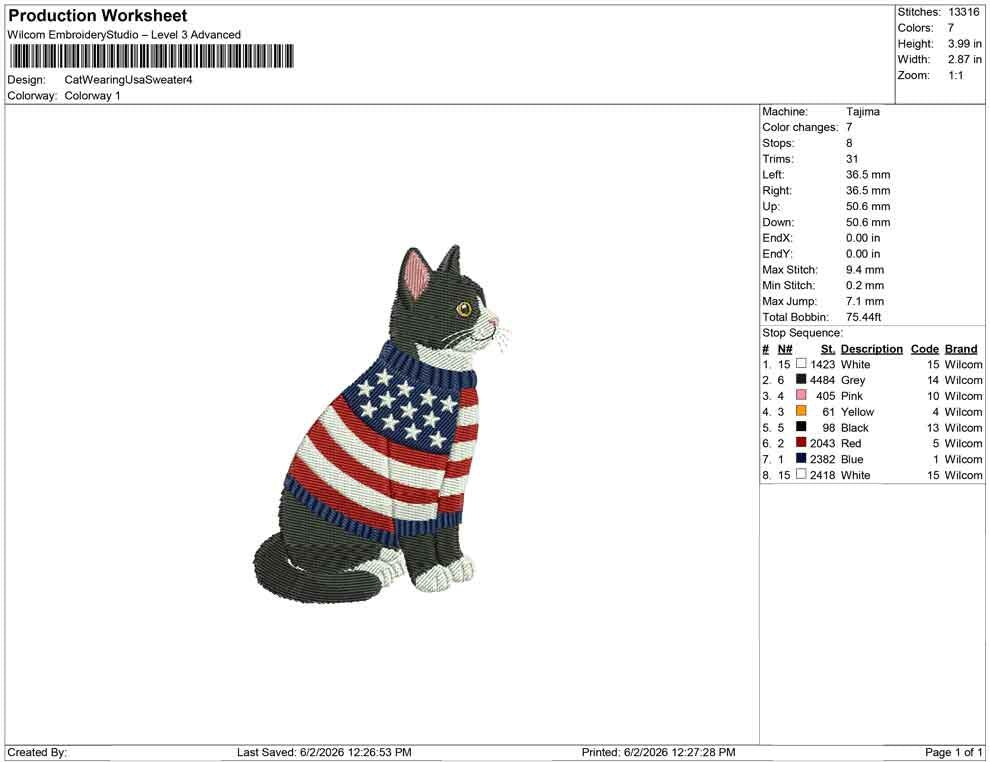 Patriotic Cat Embroidery Designs: American Cat Machine Embroidery File 4th of July Kitten Embroidery File (DST, PES, JEF+) Digital Download