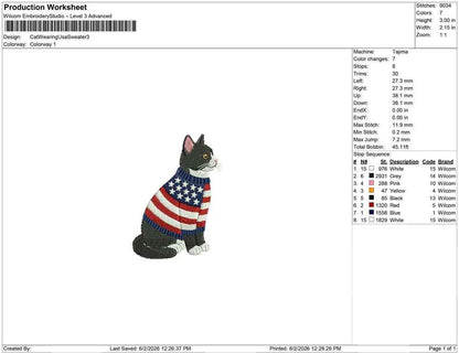 Patriotic Cat Embroidery Designs: American Cat Machine Embroidery File 4th of July Kitten Embroidery File (DST, PES, JEF+) Digital Download