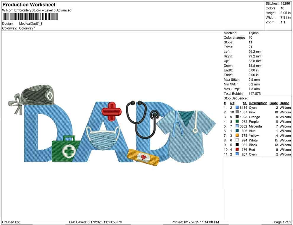 Father's Day Embroidery Designs: Dad Doctor Machine Embroidery Files For Nurse or Frontline Workers EMT Embroidery Design (Digital Download)