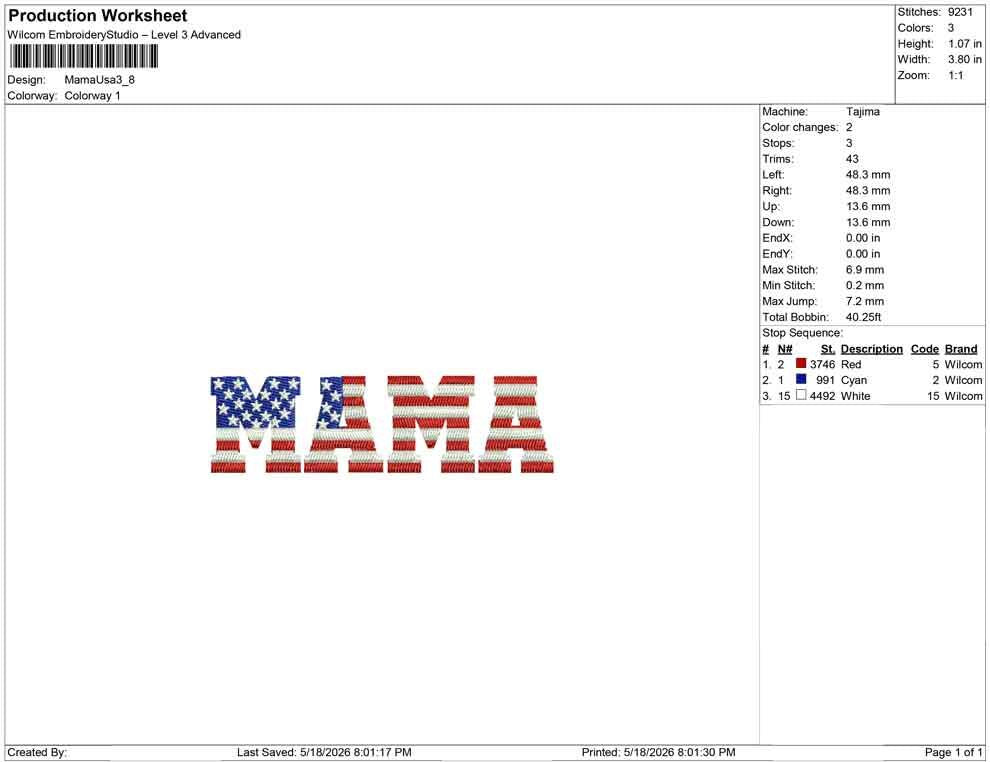 4th of July Embroidery Designs: American Flag Mama Machine Embroidery File For Patriotic Mom Embroidery Design PES DST JEF+ Digital Download