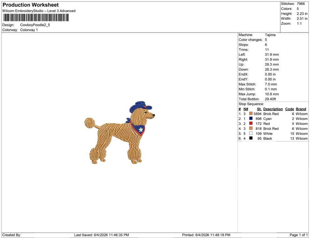 Patriotic Poodle Embroidery Designs: Cowboy Dog Machine Embroidery File 4th of July Puppy Embroidery File (DST, PES, JEF+) Digital Download