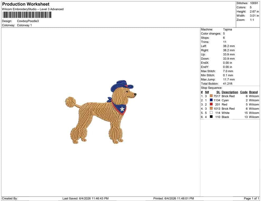 Patriotic Poodle Embroidery Designs: Cowboy Dog Machine Embroidery File 4th of July Puppy Embroidery File (DST, PES, JEF+) Digital Download
