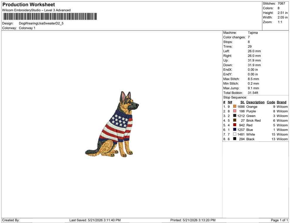 Patriotic German Shepherd Embroidery Designs: Sweater Dog Machine Embroidery Files 4th of July K9 Embroidery File DST, PES, JEF+