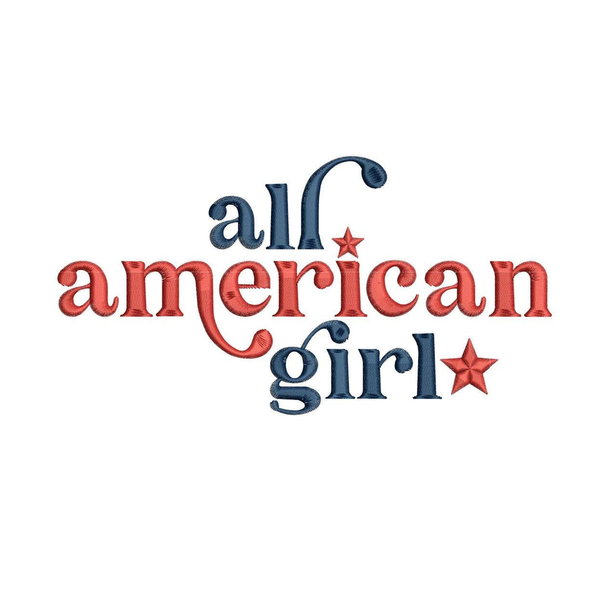 4th of July Embroidery Designs: All American Girl Embroidery Design Patriotic Machine Embroidery File PES DST JEF+ Instant Digital Download