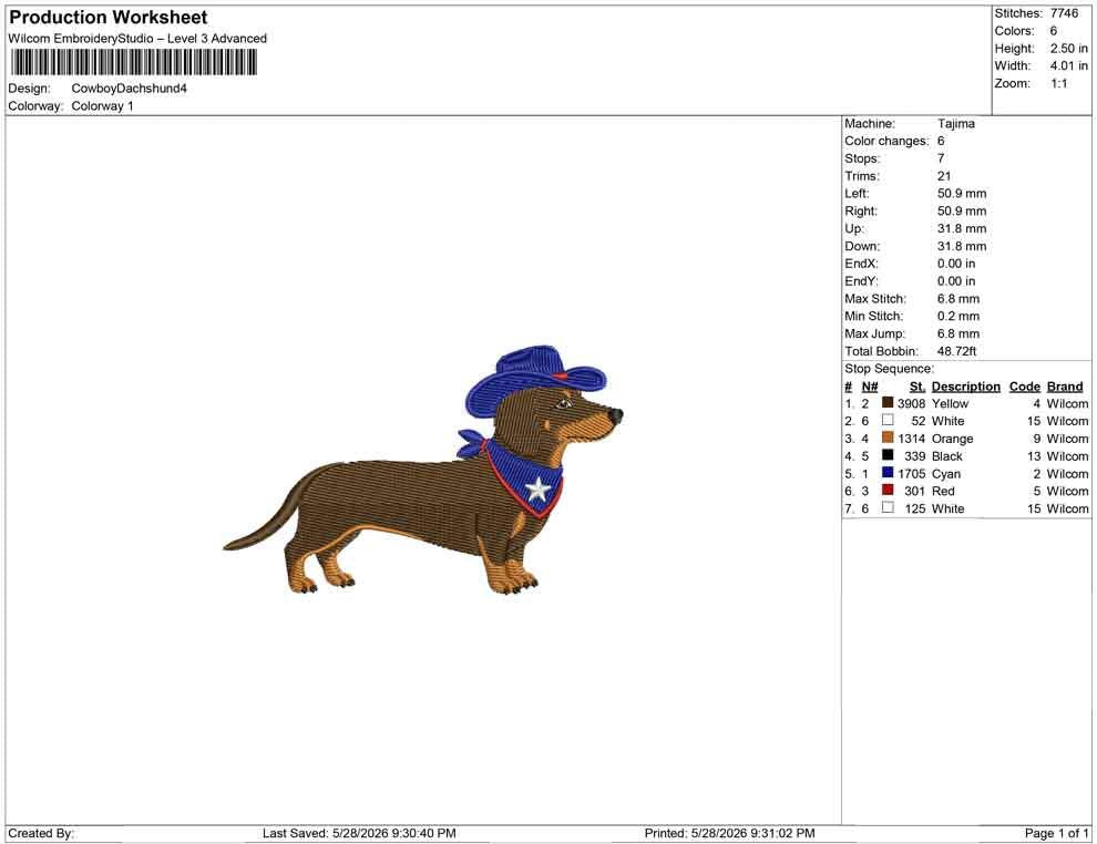 Patriotic Dachshund Embroidery Designs: Cowboy Dog Machine Embroidery File 4th of July Puppy Embroidery File DST, PES, JEF+ Digital Download