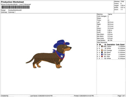 Patriotic Dachshund Embroidery Designs: Cowboy Dog Machine Embroidery File 4th of July Puppy Embroidery File DST, PES, JEF+ Digital Download