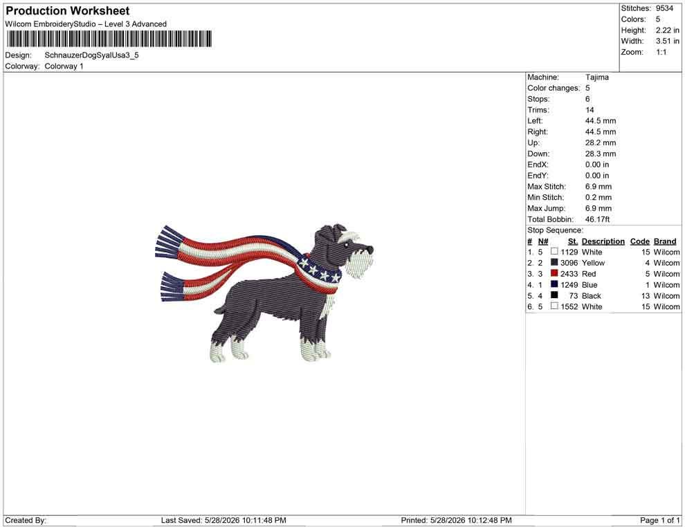 Patriotic Schnauzer Embroidery Designs: Cowboy Dog Machine Embroidery File 4th of July Puppy Embroidery File (DST, PES, JEF+) Digital