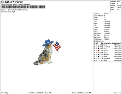 Australian Shepherd Embroidery Designs: Patriot Dog Embroidery File Cute Puppy Flag Embroidery Machine File 4th of July (Digital Download)