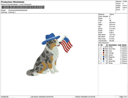 Australian Shepherd Embroidery Designs: Patriot Dog Embroidery File Cute Puppy Flag Embroidery Machine File 4th of July (Digital Download)