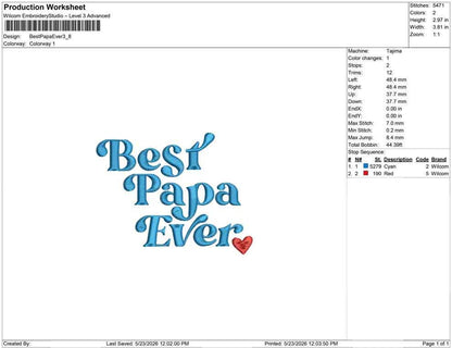Father's Day Embroidery Designs: Best Papa Machine Embroidery File Best Dad Embroidery Files (JEF DST PES+) Instant Digital Download