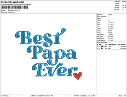 Father's Day Embroidery Designs: Best Papa Machine Embroidery File Best Dad Embroidery Files (JEF DST PES+) Instant Digital Download