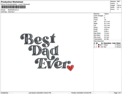 Father's Day Embroidery Designs: Best Dad Machine Embroidery File Best Pop Embroidery Files (JEF DST PES+) Instant Digital Download
