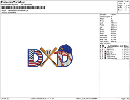 Father's Day Embroidery Designs: Baseball Dad Machine Embroidery File For Patriotic Dad (Digital Download) PES DST JEF+ Instant Download