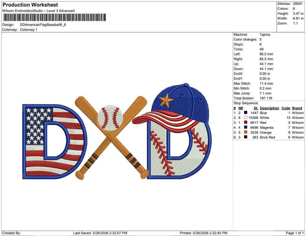 Father's Day Embroidery Designs: Baseball Dad Machine Embroidery File For Patriotic Dad (Digital Download) PES DST JEF+ Instant Download