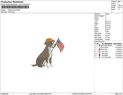 American Pit Bull Terrier Embroidery Designs: Patriot Dog Embroidery File Cute Puppy Flag Embroidery Machine File 4th of July (PES DST JEF+)