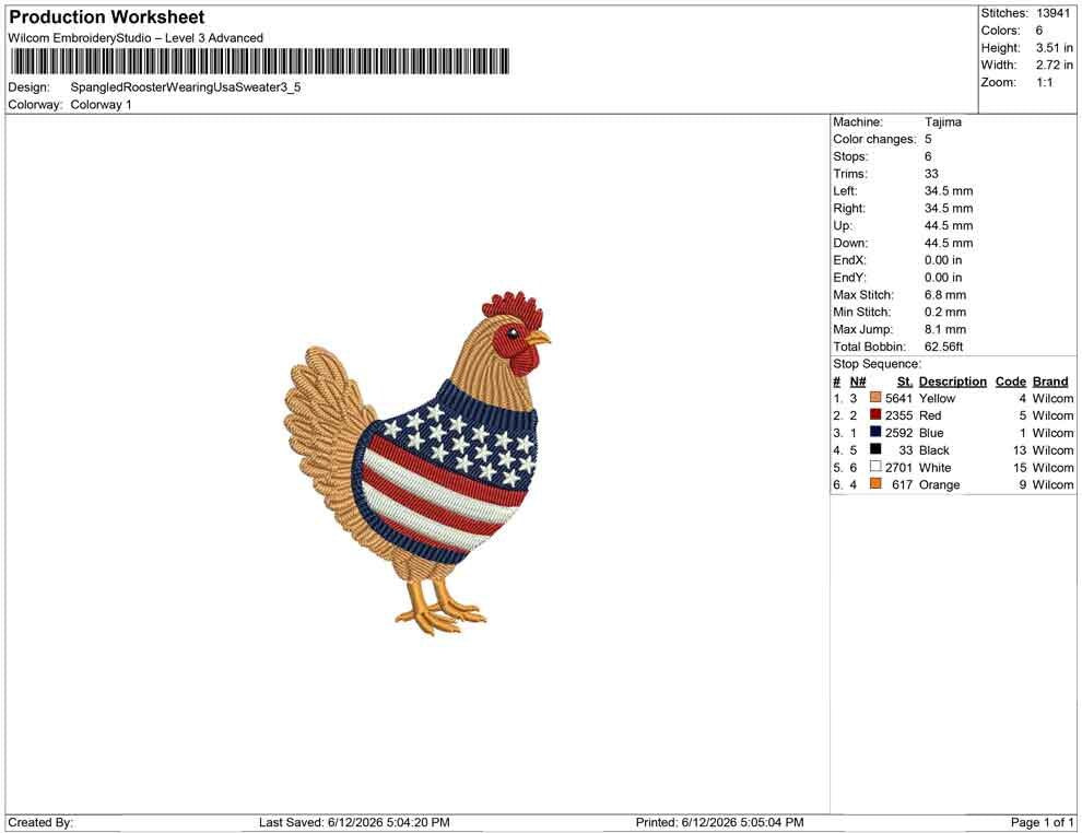 Patriotic Rooster Embroidery Designs: Sweater Chicken Machine Embroidery File 4th of July Farm Embroidery File (DST, PES, JEF+) Digital File