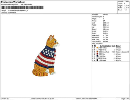 Patriotic Cat Embroidery Designs: American Cat Machine Embroidery File 4th of July Kitten Embroidery File (DST, PES, JEF+) Digital Download
