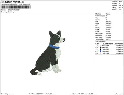 Border Collie Embroidery Designs: Dog Lover Embroidery File Dog Mom Sheepdog Collie Collar Embroidery File (PES JEF DST+) Instant Download