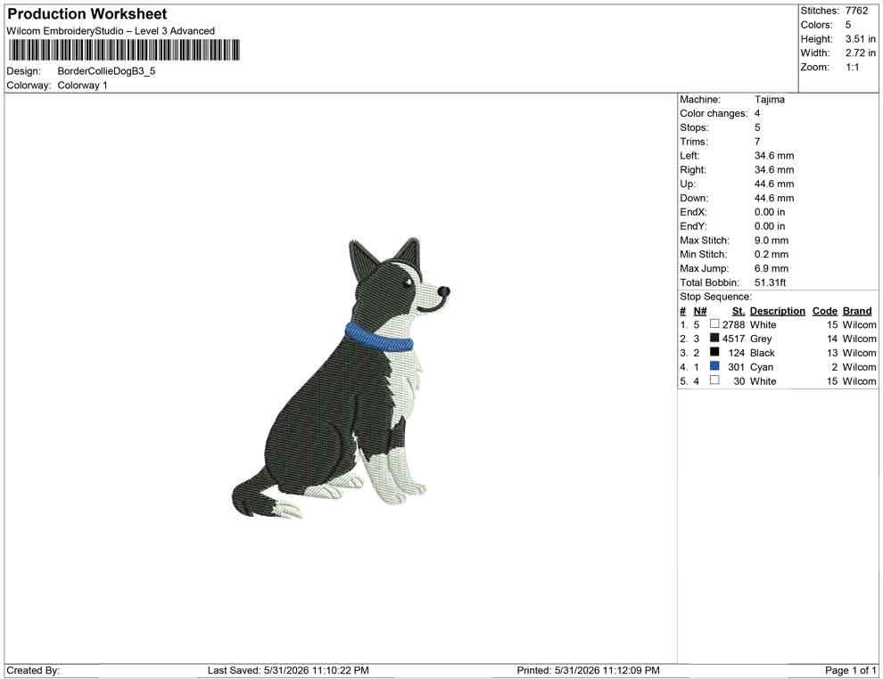 Border Collie Embroidery Designs: Dog Lover Embroidery File Dog Mom Sheepdog Collie Collar Embroidery File (PES JEF DST+) Instant Download