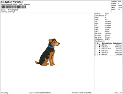 Patterdale Terrier Embroidery Designs: Dog Lover Embroidery File Patterdale Terrier Collar Embroidery File (PES JEF DST+) Instant Download