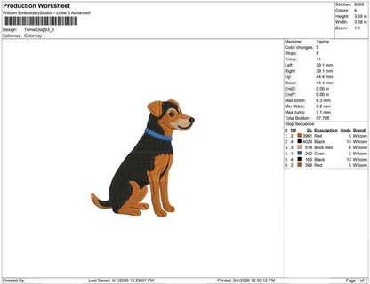 Patterdale Terrier Embroidery Designs: Dog Lover Embroidery File Patterdale Terrier Collar Embroidery File (PES JEF DST+) Instant Download