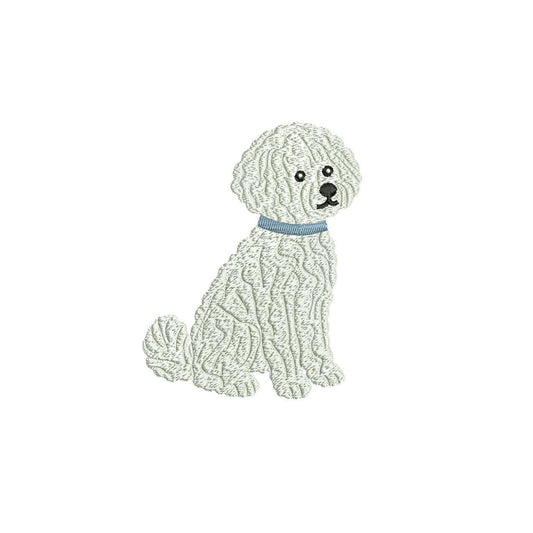 Bichon Frisé Embroidery Designs: Dog Embroidery File Cute Puppy with Collar Embroidery Machine File (PES DST JEF+) Digital Download