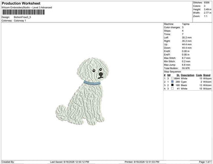 Bichon Frisé Embroidery Designs: Dog Embroidery File Cute Puppy with Collar Embroidery Machine File (PES DST JEF+) Digital Download