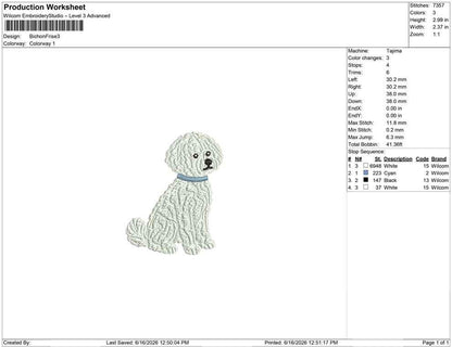 Bichon Frisé Embroidery Designs: Dog Embroidery File Cute Puppy with Collar Embroidery Machine File (PES DST JEF+) Digital Download