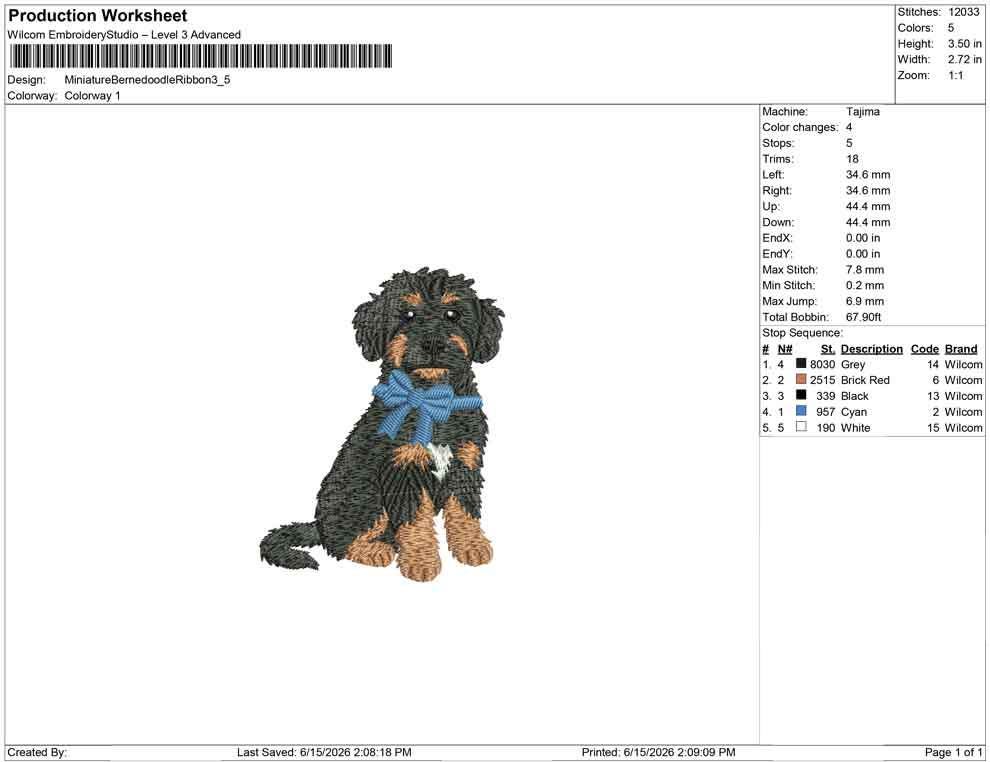 Cockapoo Embroidery Designs: Dog with Bow Machine Embroidery File Dog Embroidery File (DST, PES, JEF, More) Digital Download