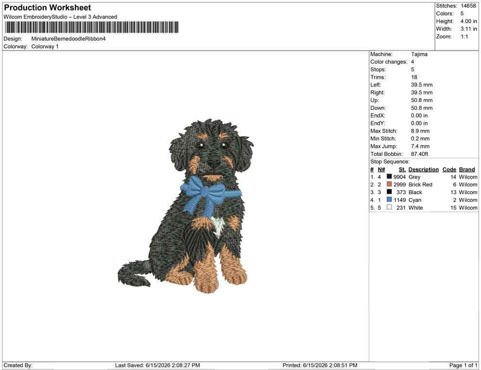 Cockapoo Embroidery Designs: Dog with Bow Machine Embroidery File Dog Embroidery File (DST, PES, JEF, More) Digital Download