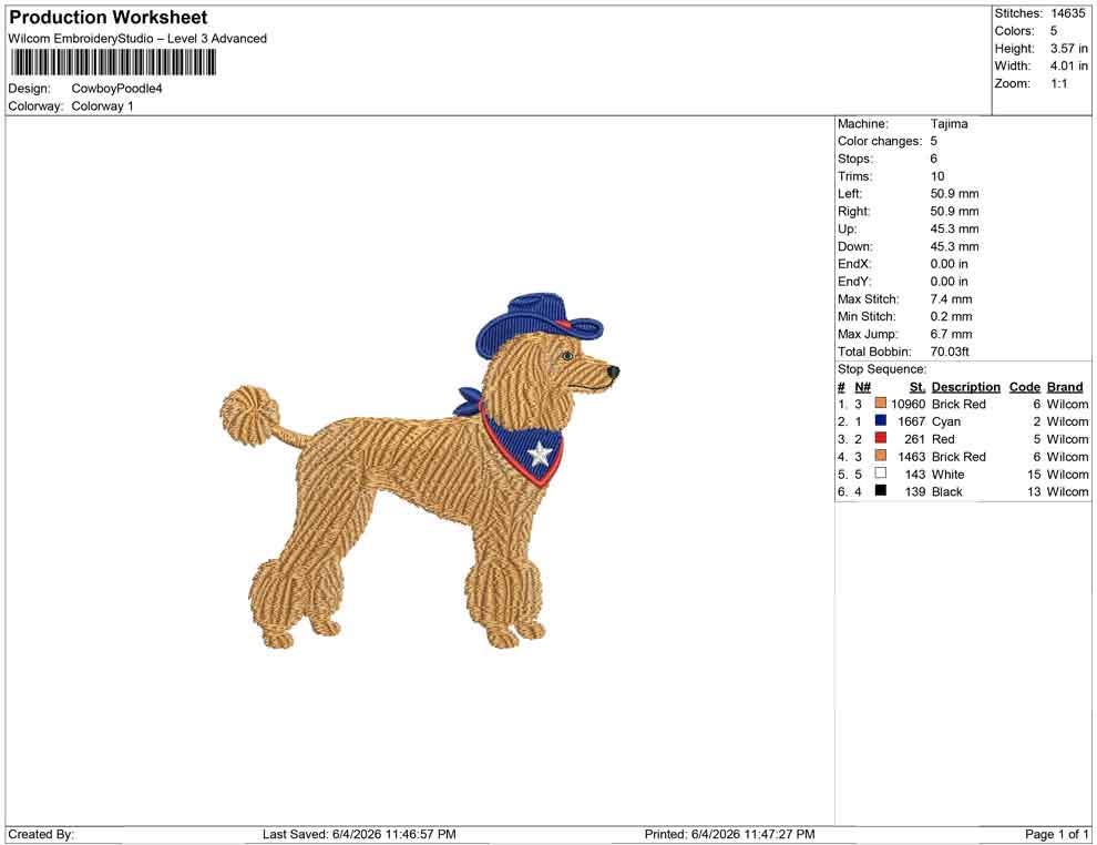 Patriotic Poodle Embroidery Designs: Cowboy Dog Machine Embroidery File 4th of July Puppy Embroidery File (DST, PES, JEF+) Digital Download