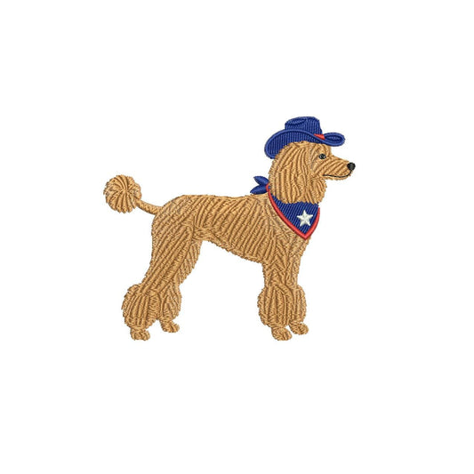 Patriotic Poodle Embroidery Designs: Cowboy Dog Machine Embroidery File 4th of July Puppy Embroidery File (DST, PES, JEF+) Digital Download