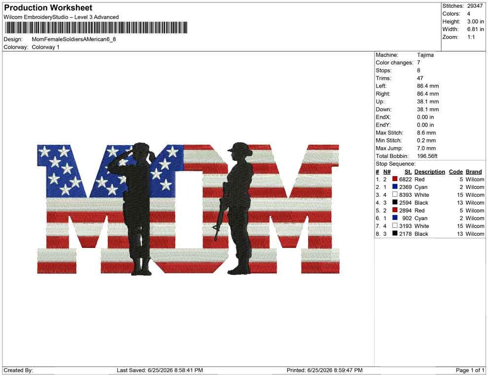 Patriot Mom Embroidery Designs: American Army Mom Machine Embroidery File For Patriotic Mother (Digital Download) PES DST JEF+