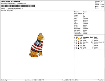 Patriotic Cat Embroidery Designs: American Cat Machine Embroidery File 4th of July Kitten Embroidery File (DST, PES, JEF+) Digital Download