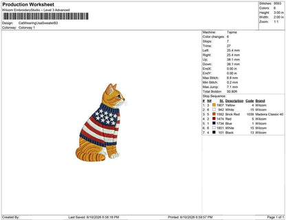 Patriotic Cat Embroidery Designs: American Cat Machine Embroidery File 4th of July Kitten Embroidery File (DST, PES, JEF+) Digital Download