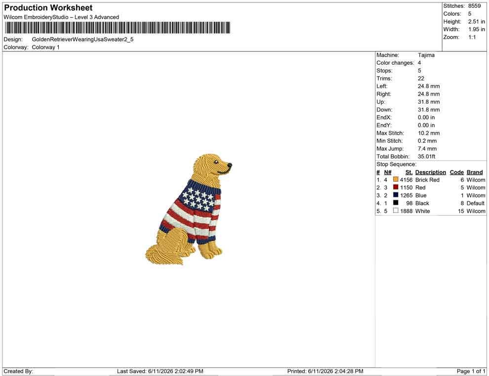 Patriotic Golden Retriever Embroidery Designs: Cowboy Dog Machine Embroidery File 4th of July Puppy Embroidery File (DST, PES, JEF+) Digital