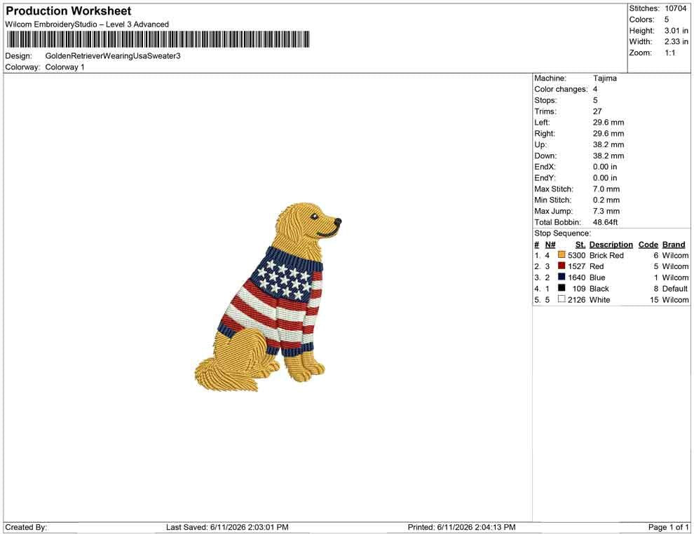 Patriotic Golden Retriever Embroidery Designs: Cowboy Dog Machine Embroidery File 4th of July Puppy Embroidery File (DST, PES, JEF+) Digital