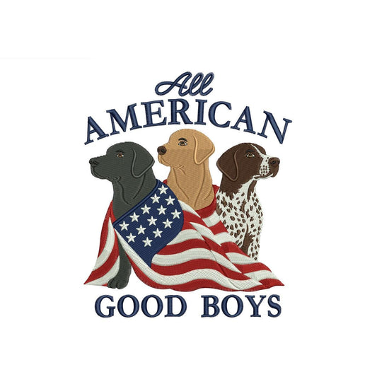 Patriotic Golden Retriever Embroidery Designs: Labrador Retriever Machine Embroidery File 4th of July Puppy Embroidery File (DST, PES, JEF+)