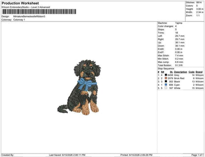 Cockapoo Embroidery Designs: Dog with Bow Machine Embroidery File Dog Embroidery File (DST, PES, JEF, More) Digital Download