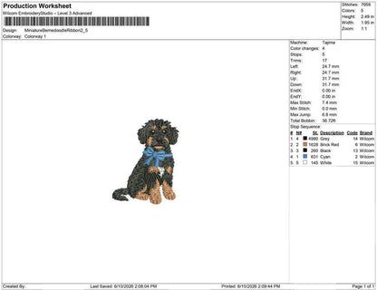 Cockapoo Embroidery Designs: Dog with Bow Machine Embroidery File Dog Embroidery File (DST, PES, JEF, More) Digital Download